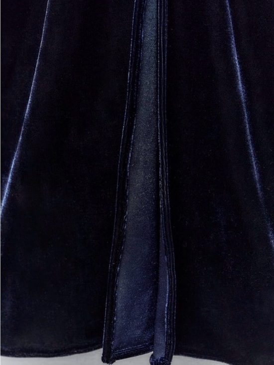 Zara Navy Velvet Wrap Midi Dress Ruched Slit Elegant Evening Size S - Picture 10 of 16